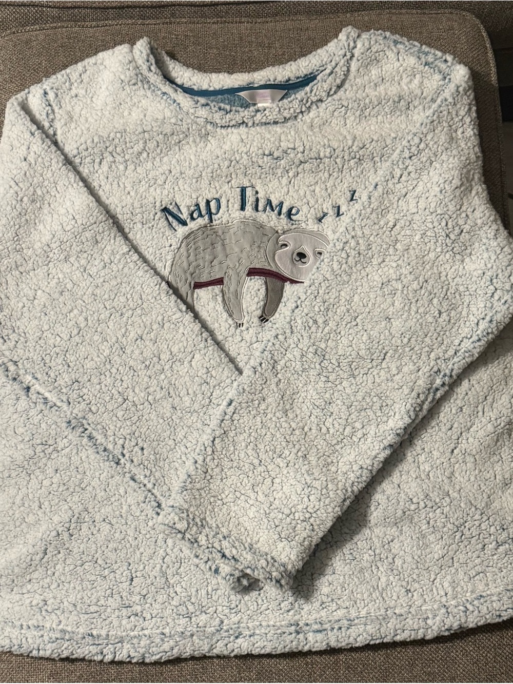 Secret Treasures Light Blue Sloth "Nap Time" Kids Pajama Top Size XL
